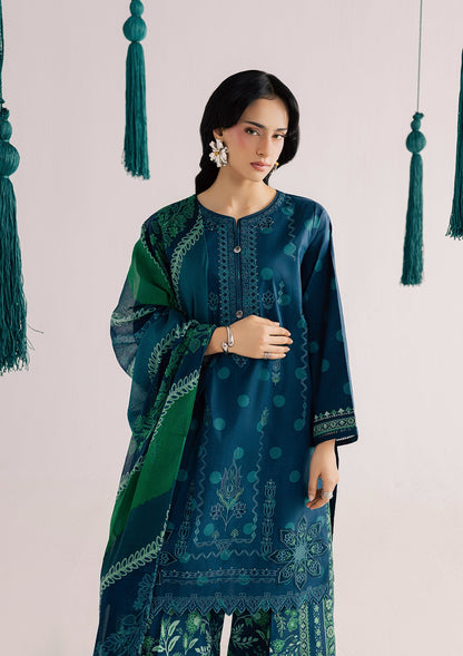 Pakistani Designer Prussian Blue Lawn Salwar Kameez Online in KSA Riyadh Saudi Arabia Oman Bahrain Qatar