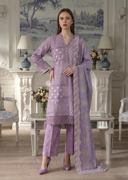 Pakistani Designer Purple Ash Lawn Salwar Suit Online in KSA Riyadh Saudi Arabia Oman Bahrain Qatar