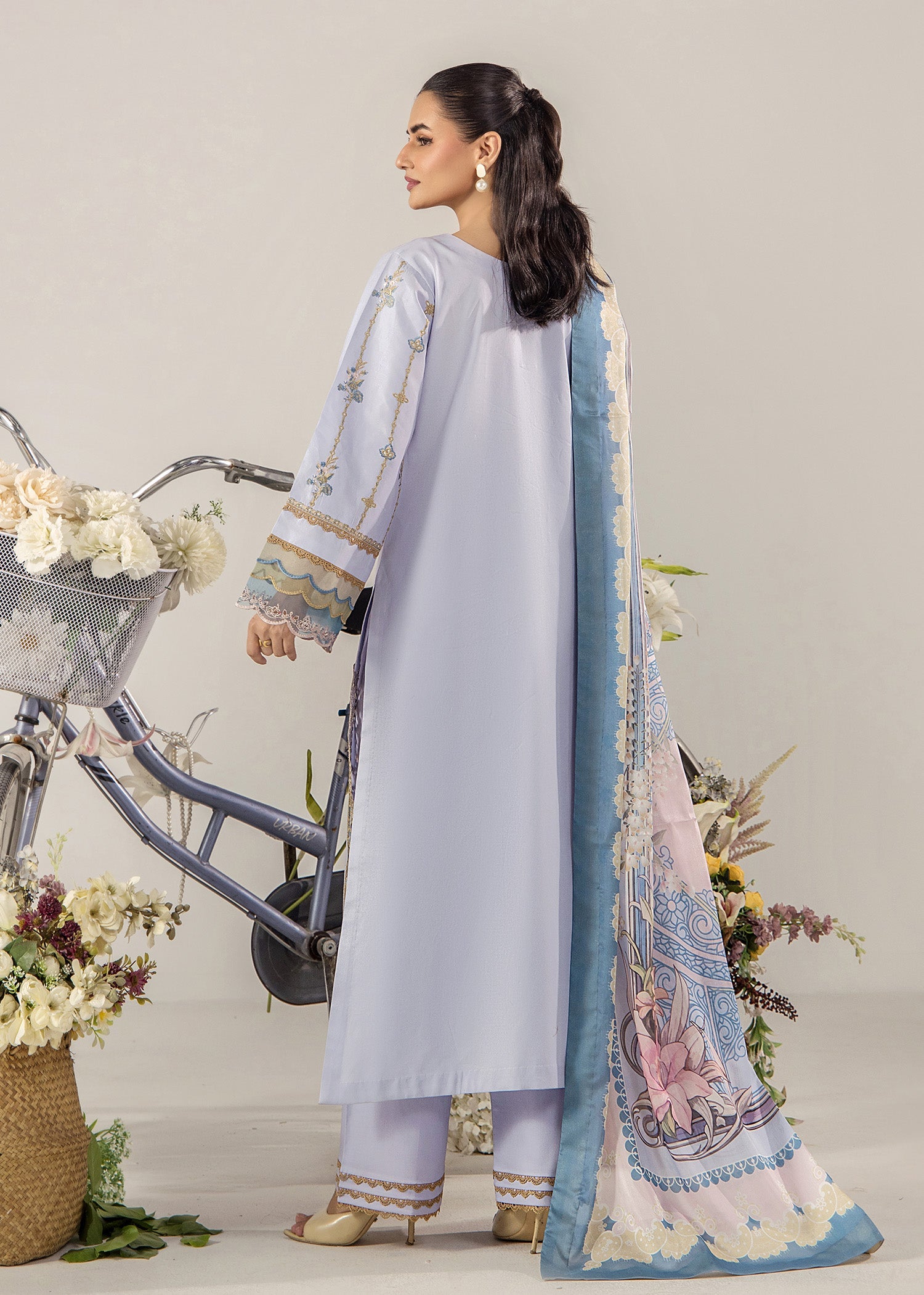 Pakistani Designer Purple Ash Lawn Suit with Silk Dupatta Online in KSA Riyadh Saudi Arabia Oman Bahrain Qatar