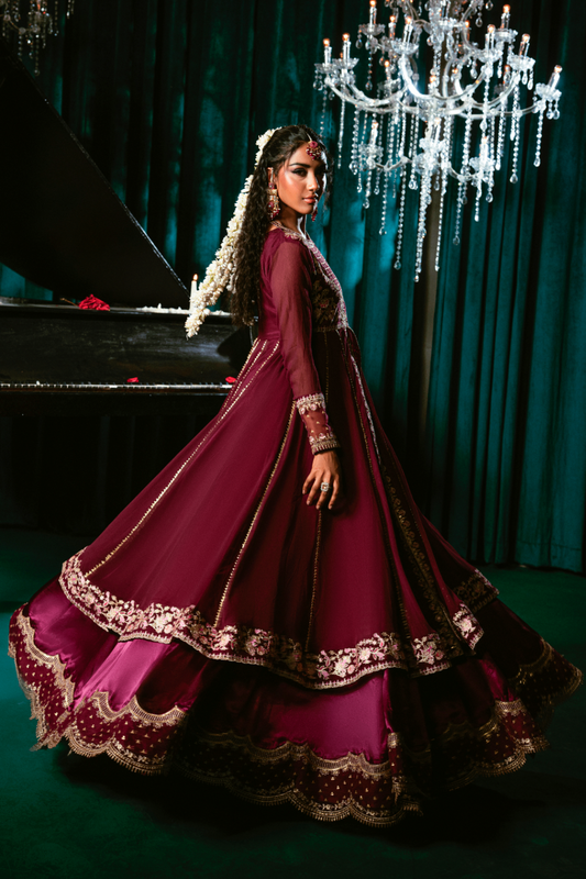 Pakistani Designer Purple Chiffon Salwar Kameez Online in KSA Riyadh Saudi Arabia Oman Bahrain Qatar