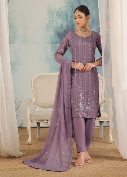 Pakistani Designer Purple Chiffon Salwar Kameez Online in KSA Riyadh Saudi Arabia Oman Bahrain Qatar