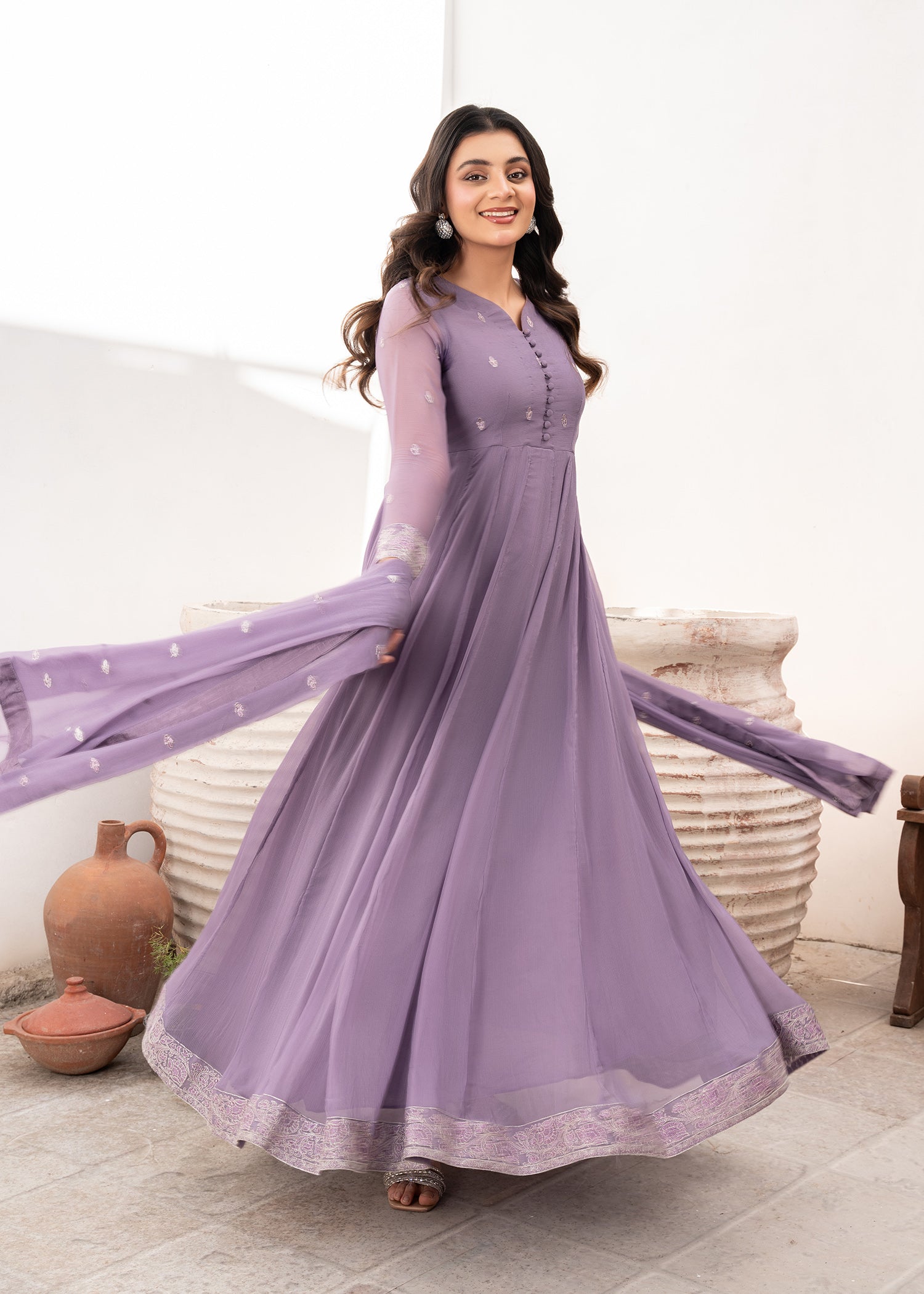 Pakistani Designer Purple Chiffon Salwar Kameez Online in KSA Riyadh Saudi Arabia Oman Bahrain Qatar