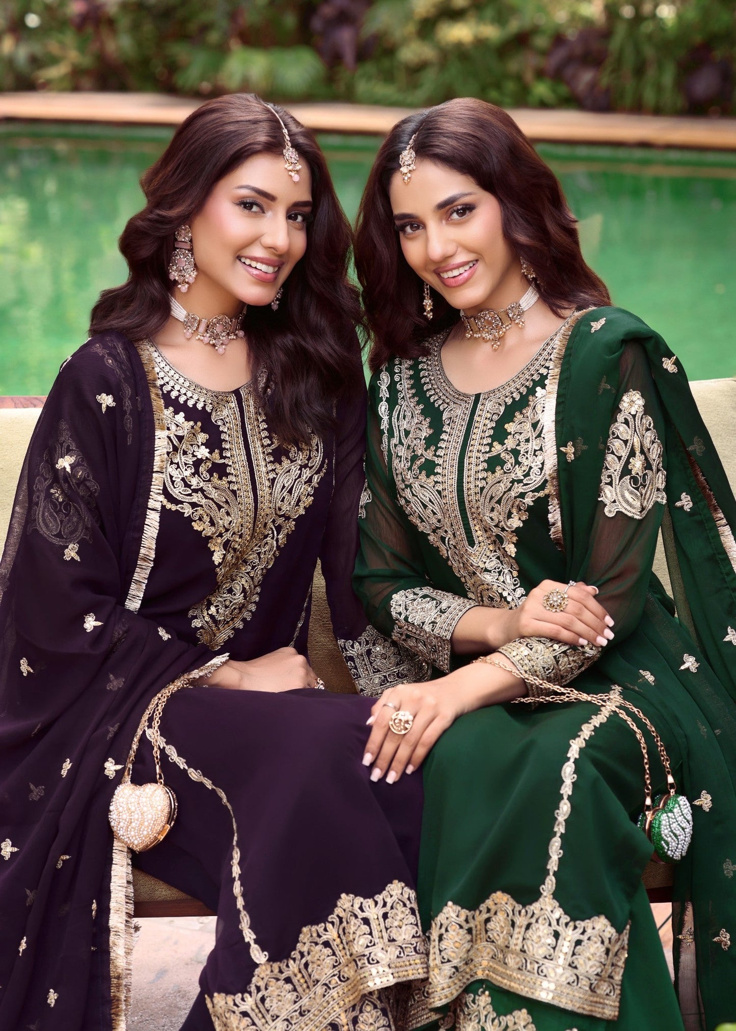 Pakistani Designer Purple Chiffon Salwar Kameez Online in KSA Riyadh Saudi Arabia Oman Bahrain Qatar