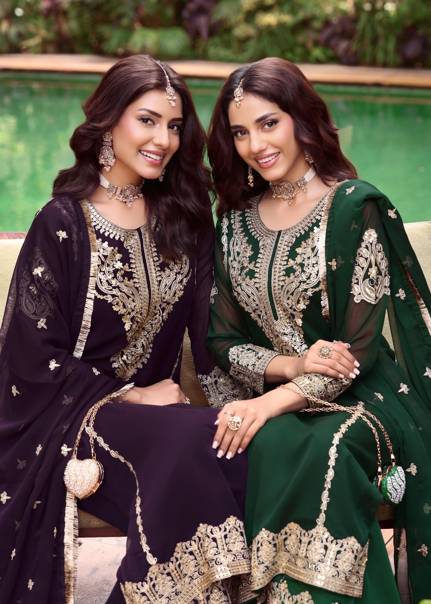 Pakistani Designer Purple Chiffon Salwar Kameez Online in KSA Riyadh Saudi Arabia Oman Bahrain Qatar