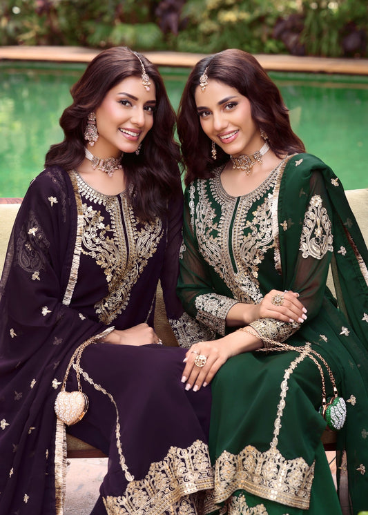 Pakistani Designer Purple Chiffon Salwar Kameez Online in KSA Riyadh Saudi Arabia Oman Bahrain Qatar