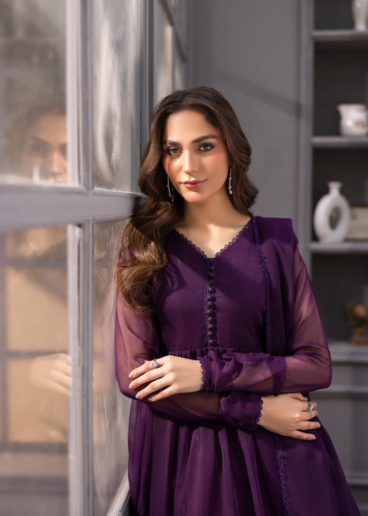 Pakistani Designer Purple Crinkle Salwar Kameez Online in UK USA Canada