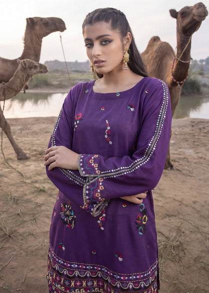 Pakistani Designer Purple Embroidered Lawn Salwar Kameez Online in UK USA Canada
