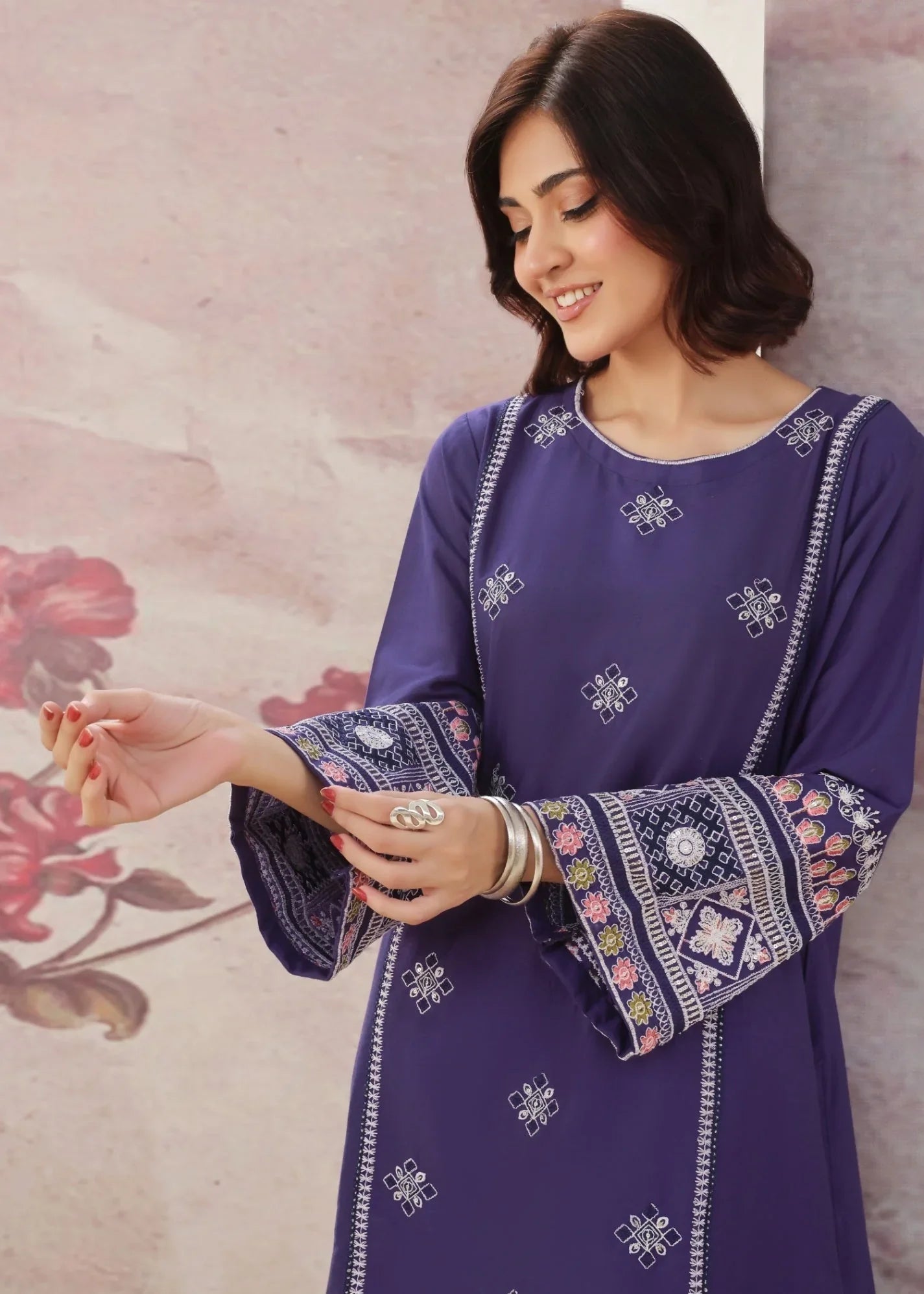 Pakistani Designer Purple Heart Lawn Suit Online in UK USA Canada