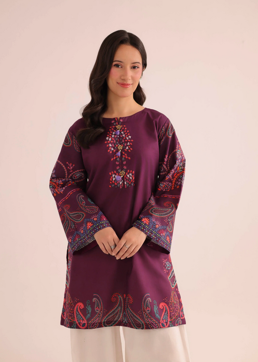 Pakistani Designer Purple Lawn Suit Online in KSA Riyadh Saudi Arabia Oman Bahrain Qatar