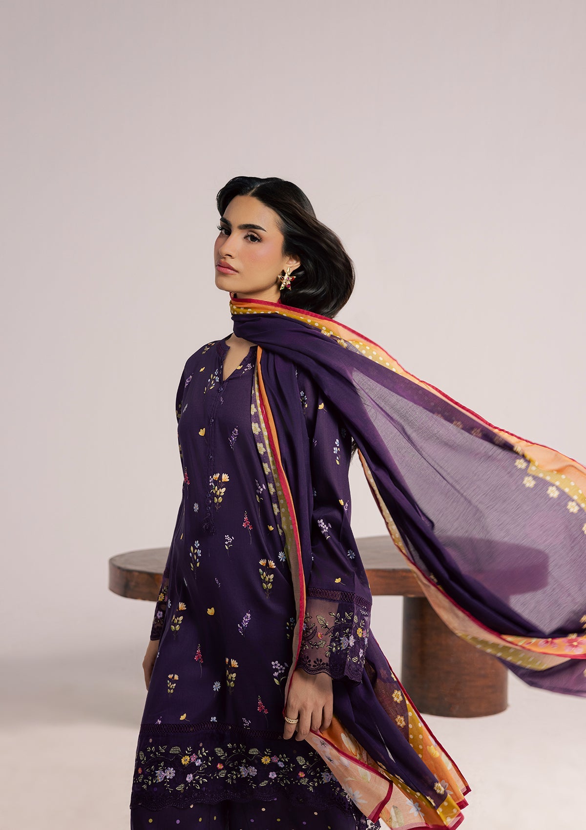 Pakistani Designer Purple Lawn Suit Online in KSA Riyadh Saudi Arabia Oman Bahrain Qatar