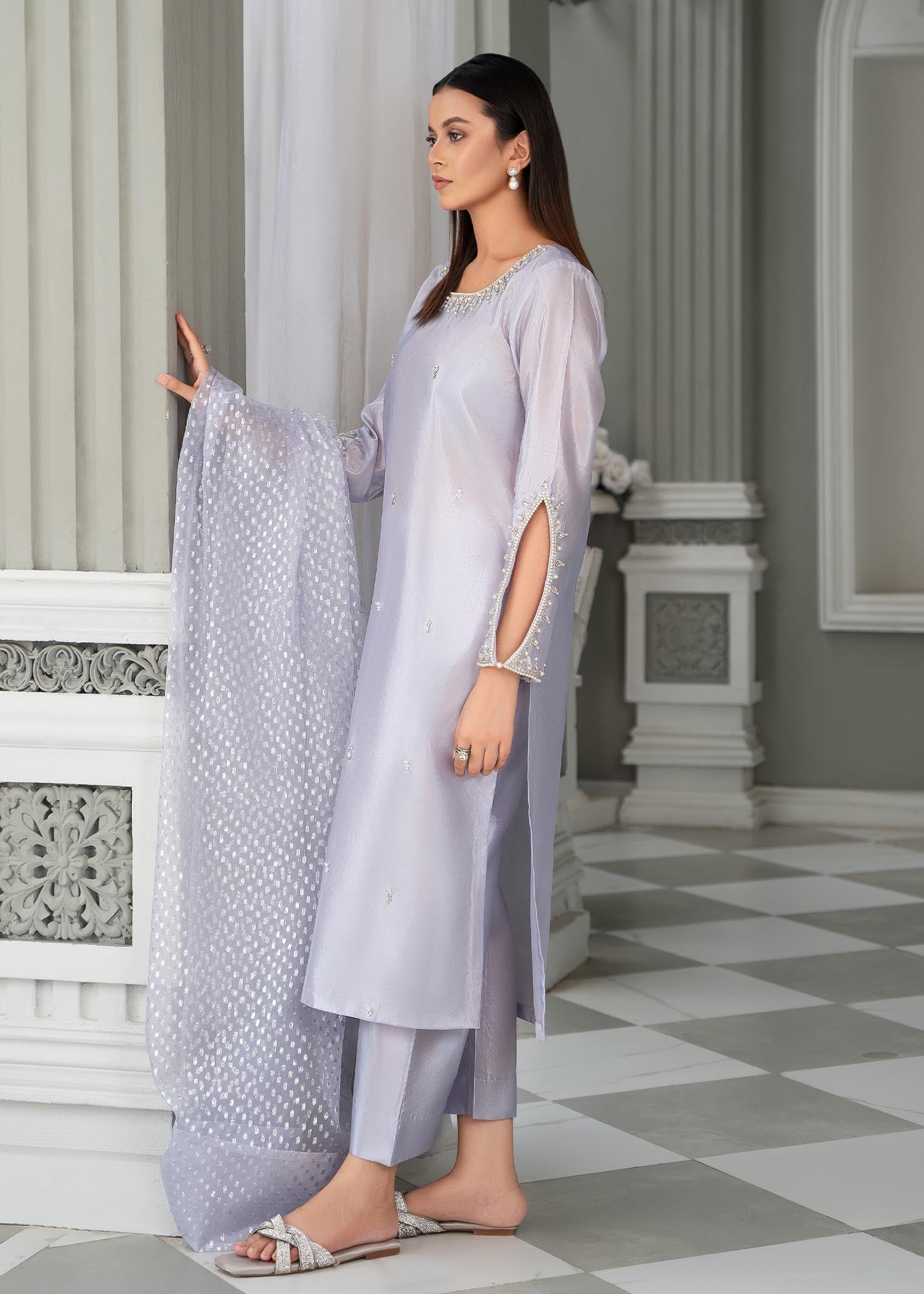 Pakistani Designer Purple Silk Salwar Kameez Online in KSA Riyadh Saudi Arabia Oman Bahrain Qatar