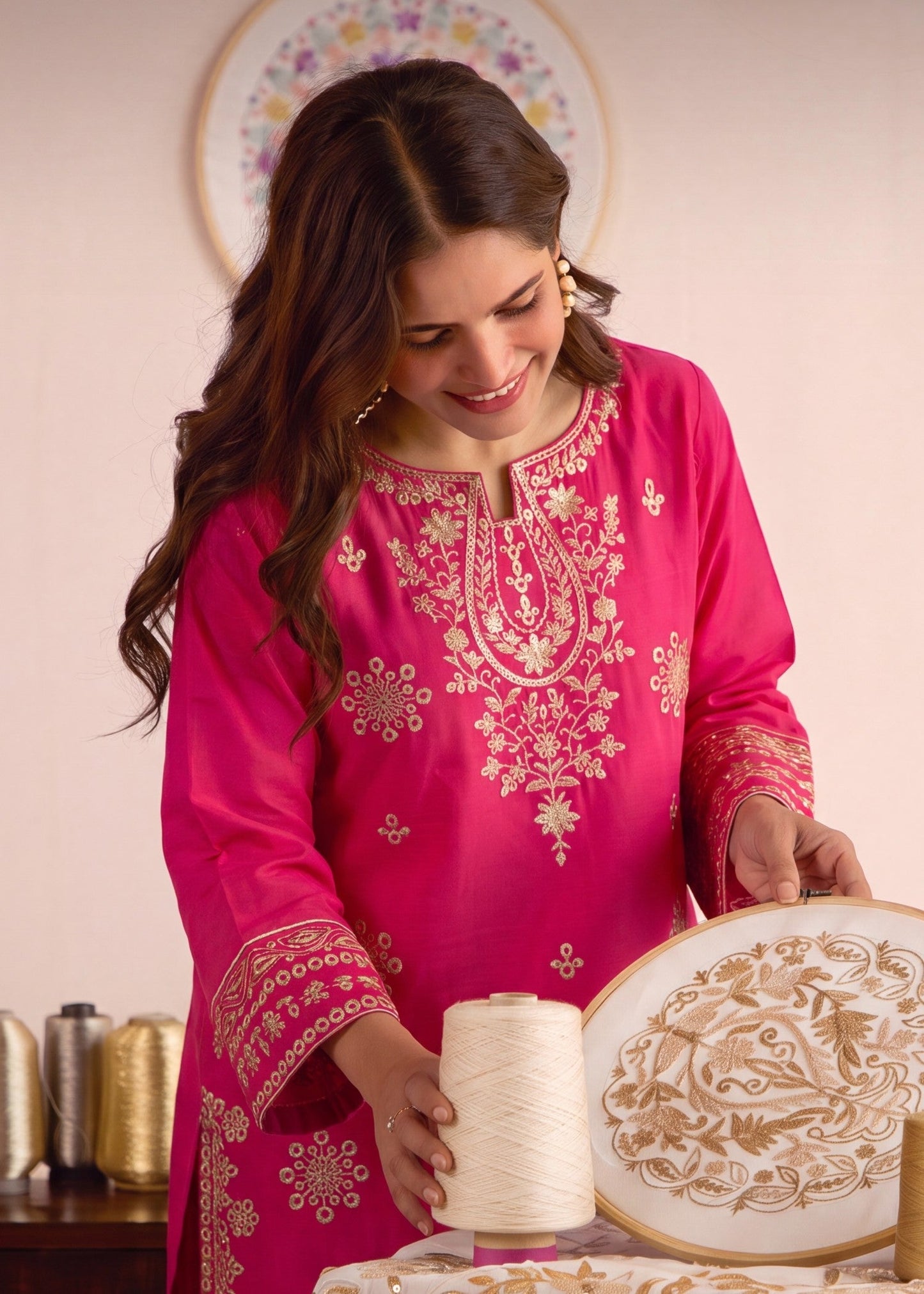 Pakistani Designer Raspberry Lawn Suit Online in KSA Riyadh Saudi Arabia Oman Bahrain Qatar