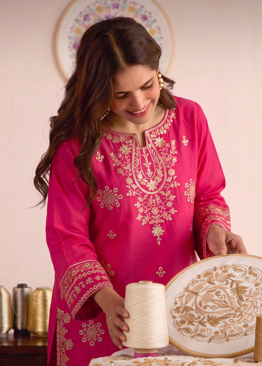 Pakistani Designer Raspberry Lawn Suit Online in KSA Riyadh Saudi Arabia Oman Bahrain Qatar