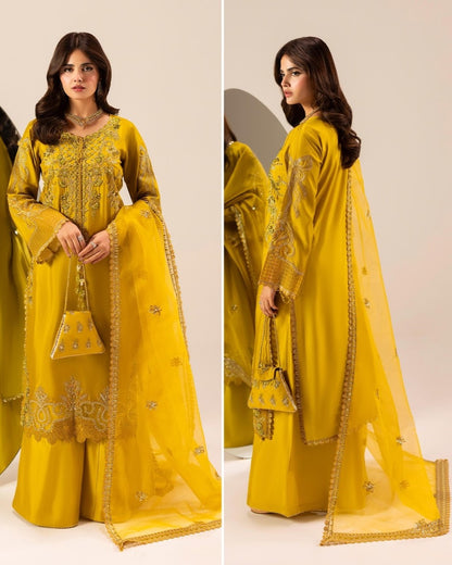 Pakistani Designer Raw Silk Embroidered Salwar Kameez Online in KSA Riyadh Saudi Arabia Oman Bahrain Qatar