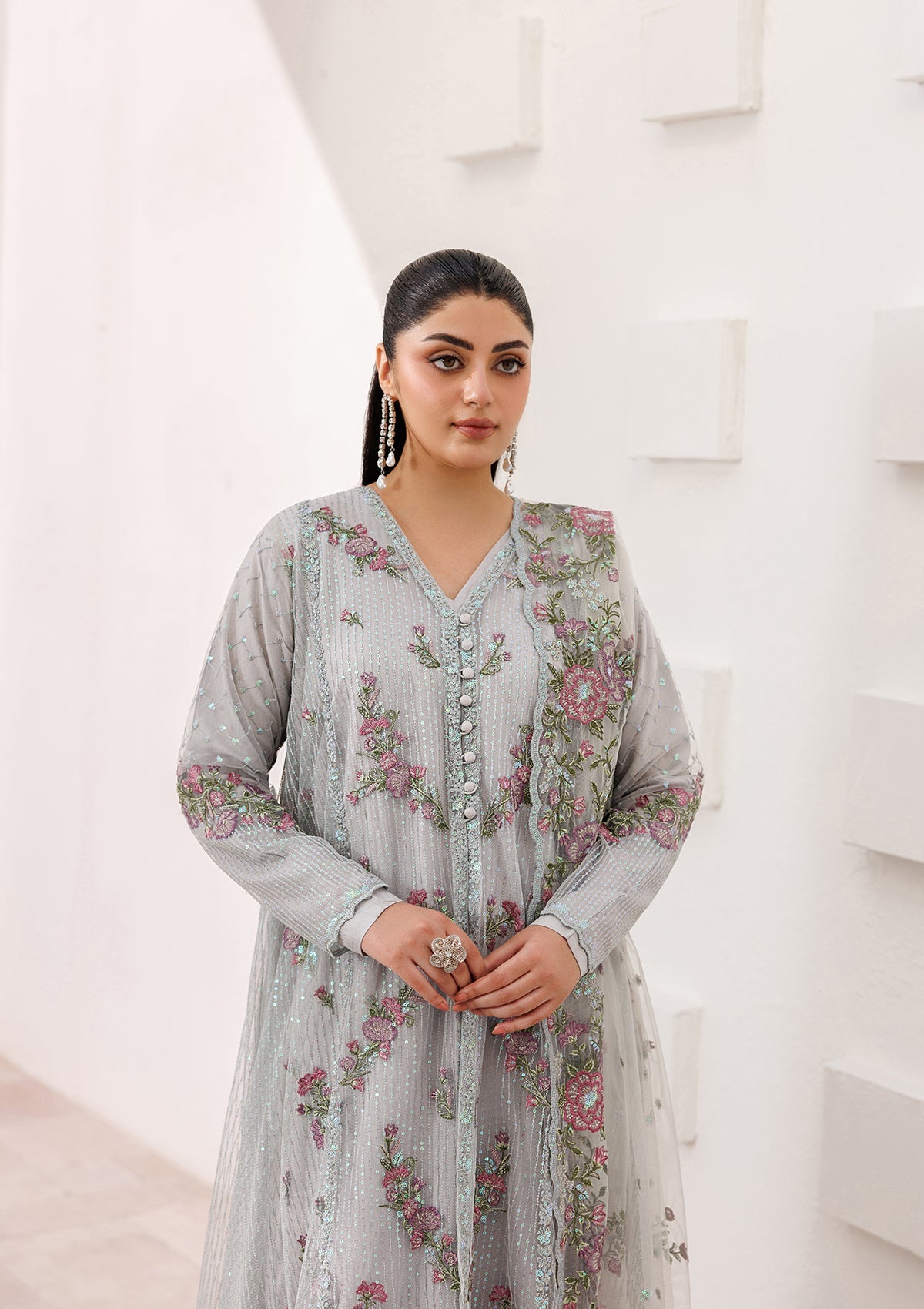 Pakistani Designer Raw Silk Embroidered Suit Online in Sri Lanka India Australia