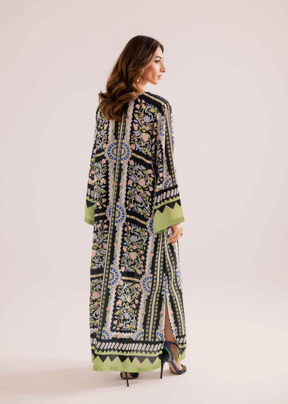 Pakistani Designer Raw Silk Kaftan with Slits Online in KSA Riyadh Saudi Arabia Oman Bahrain Qatar