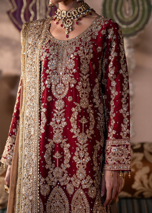 Pakistani Designer Red Chiffon Sharara Gharara Online in KSA Riyadh Saudi Arabia Oman Bahrain Qatar