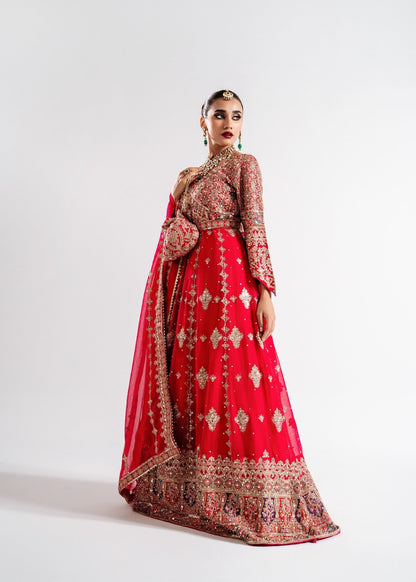 Pakistani Designer Red Chiffon Wedding Guest Wear Online in KSA Riyadh Saudi Arabia Oman Bahrain Qatar