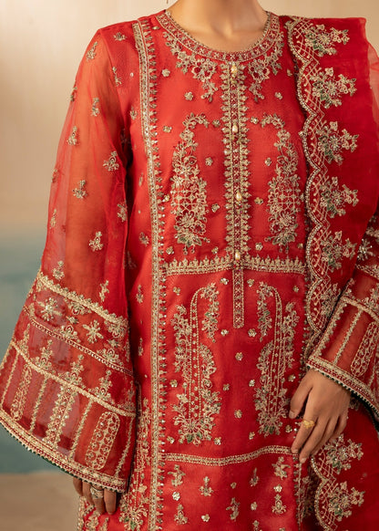 Pakistani Designer Red Embroidered Farshi Shalwar Online in KSA Riyadh Saudi Arabia Oman Bahrain Qatar