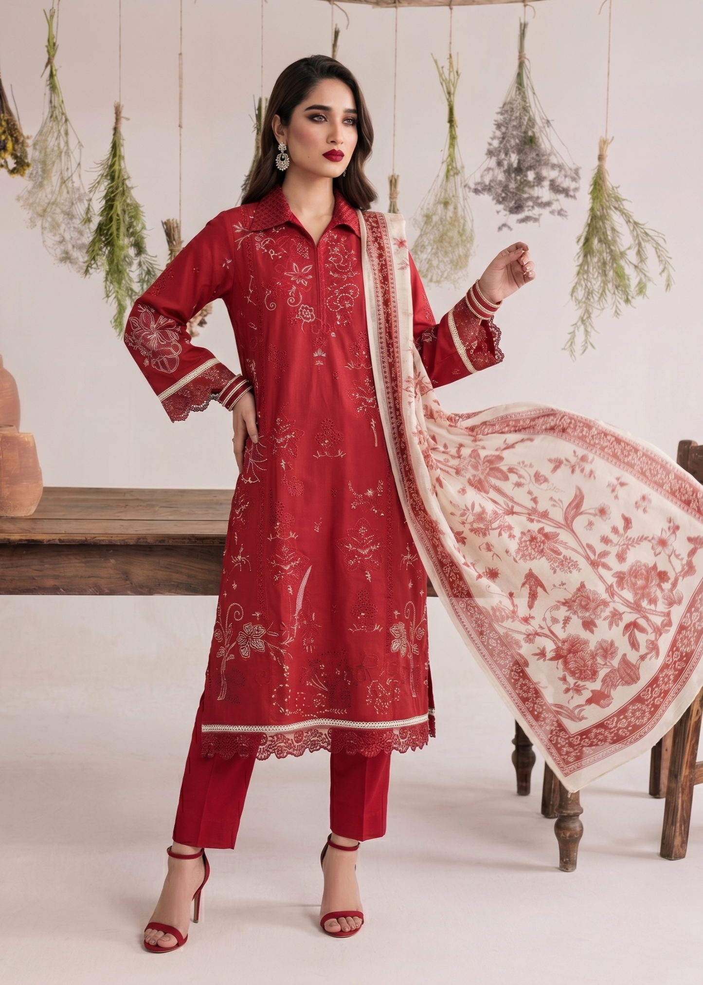 Pakistani Designer Red Lawn Salwar Kameez Online in KSA Riyadh Saudi Arabia Oman Bahrain Qatar