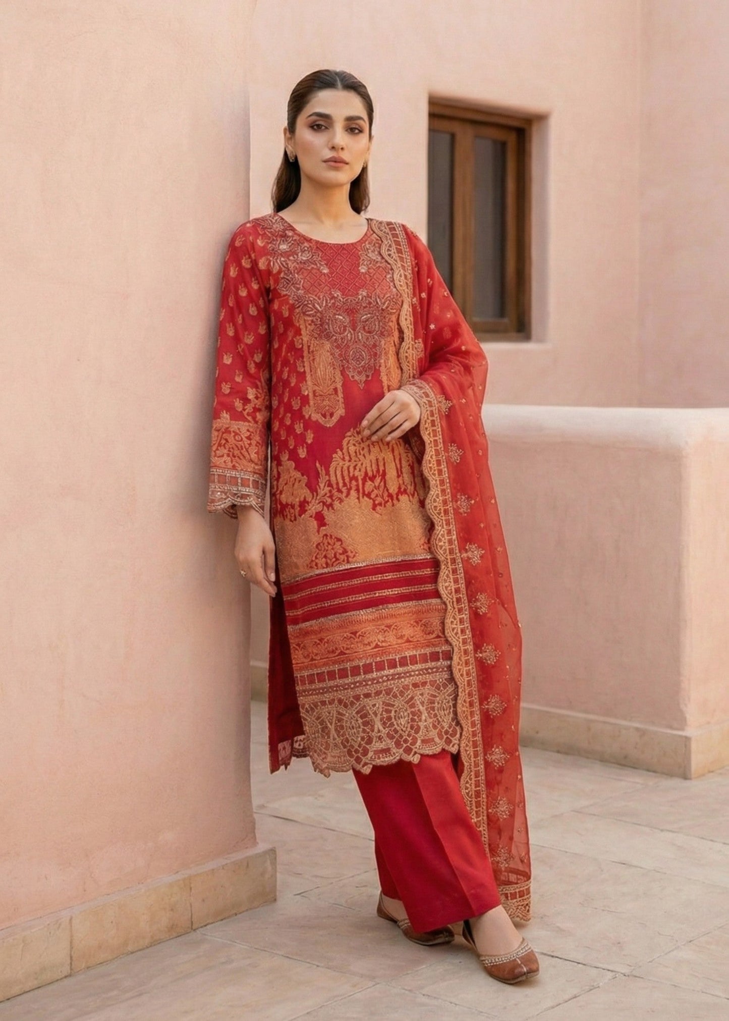 Pakistani Designer Red Lawn Salwar Kameez Online in KSA Riyadh Saudi Arabia Oman Bahrain Qatar