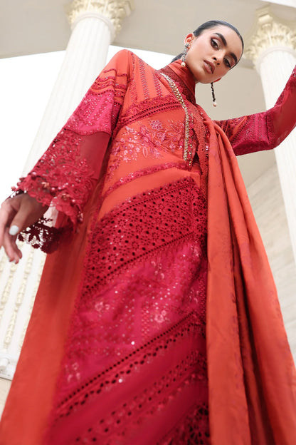 Pakistani Designer Red Lawn Suit Online in KSA Riyadh Saudi Arabia Oman Bahrain Qatar