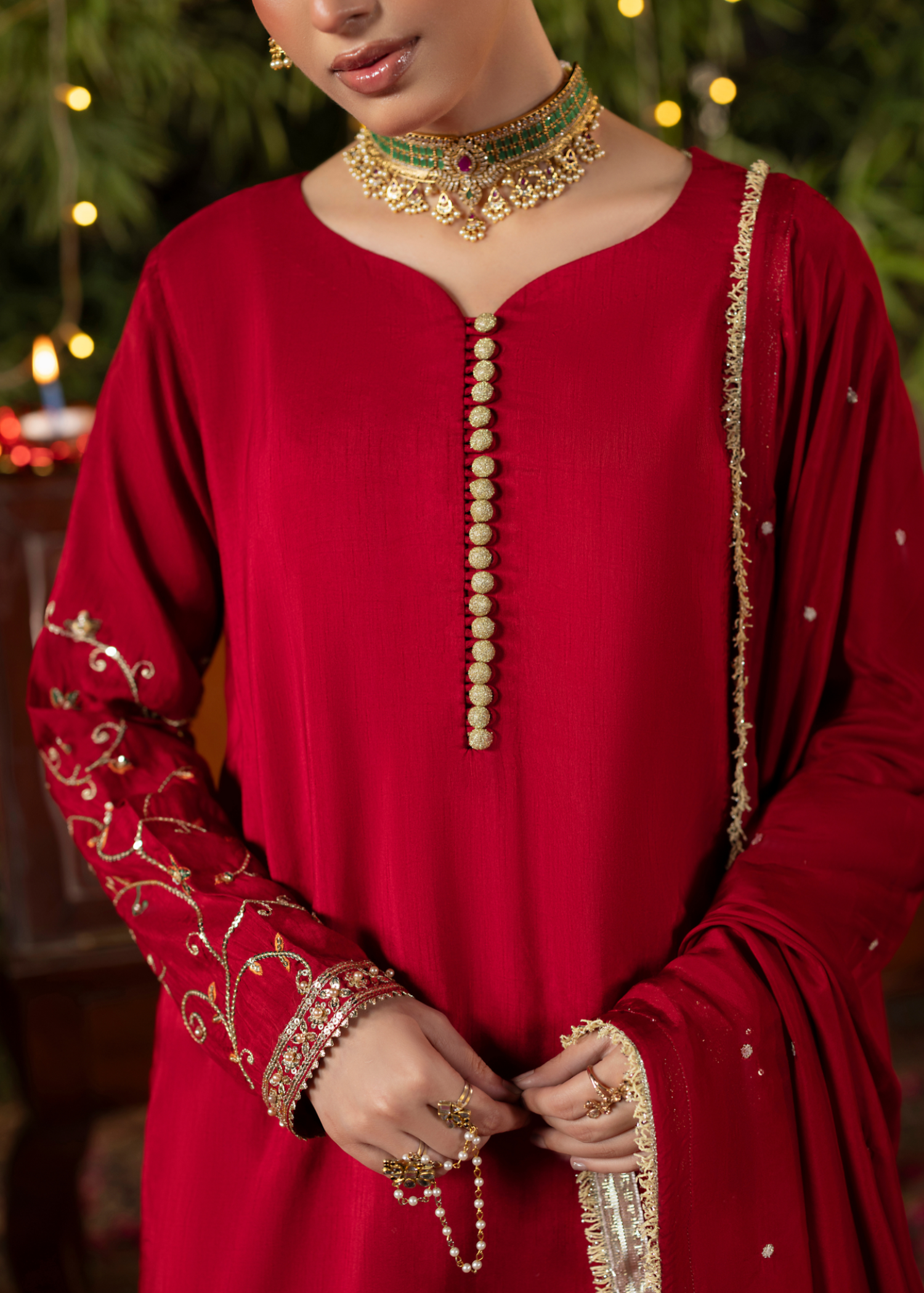 Pakistani Designer Red Silk Wedding Outfit Online in KSA Riyadh Saudi Arabia Oman Bahrain Qatar