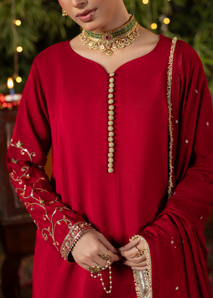 Pakistani Designer Red Silk Wedding Outfit Online in KSA Riyadh Saudi Arabia Oman Bahrain Qatar