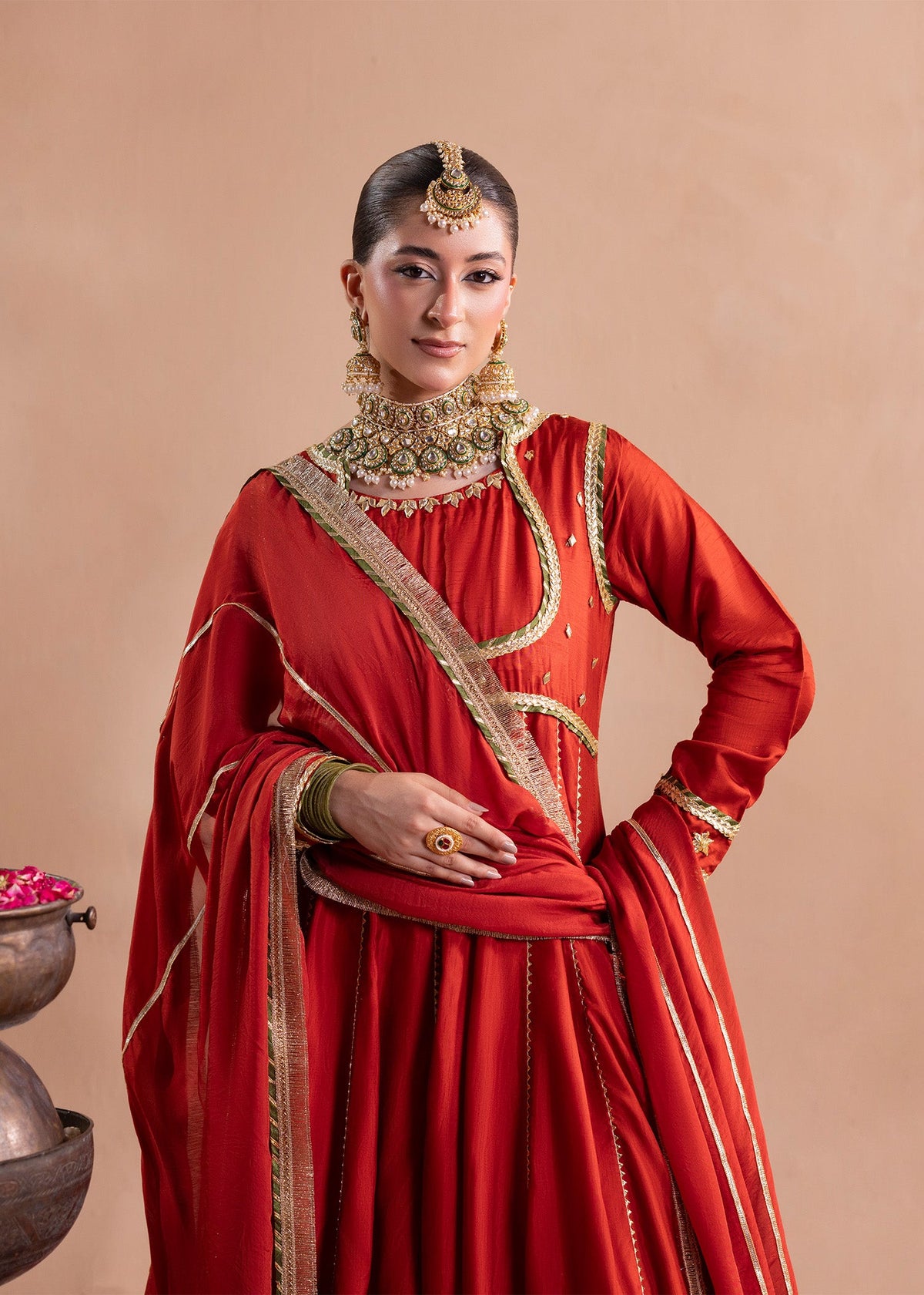 Pakistani Designer Rust Orange Raw Silk Sharara Gharara Online in KSA Riyadh Saudi Arabia Oman Bahrain Qatar