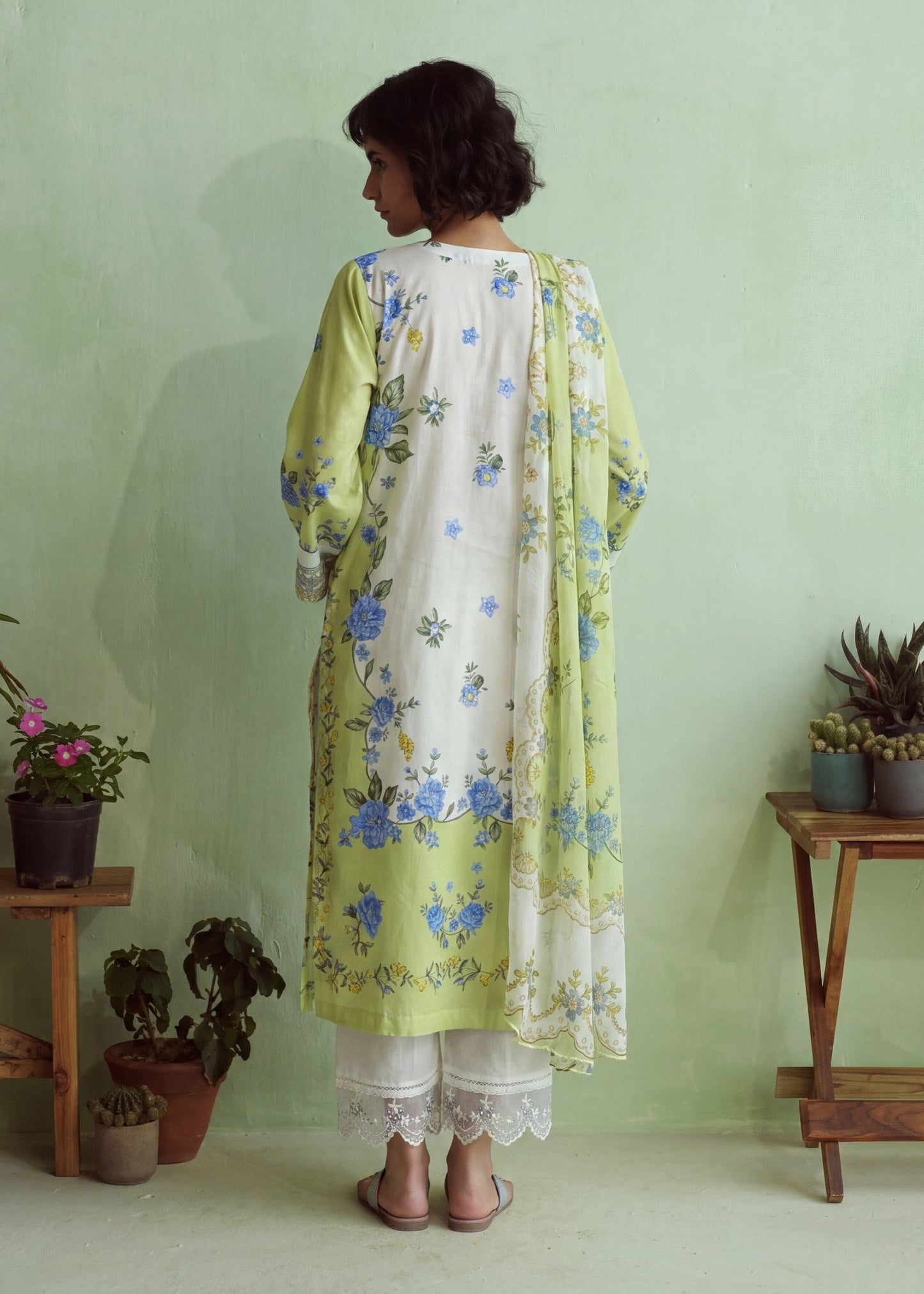 Pakistani Designer Sage Cotton Embroidered Suit Online in KSA Riyadh Saudi Arabia Oman Bahrain Qatar