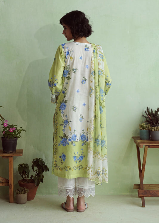 Pakistani Designer Sage Cotton Embroidered Suit Online in KSA Riyadh Saudi Arabia Oman Bahrain Qatar