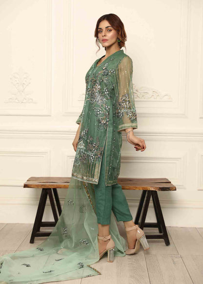 Pakistani Designer Sage Green Adda Work Festive Suit Online in KSA Riyadh Saudi Arabia Oman Bahrain Qatar