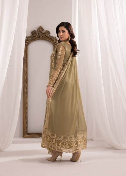 Pakistani Designer Sage Green Embroidered Kurta Set Online in KSA Riyadh Saudi Arabia Oman Bahrain Qatar