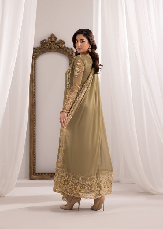 Pakistani Designer Sage Green Embroidered Kurta Set Online in KSA Riyadh Saudi Arabia Oman Bahrain Qatar