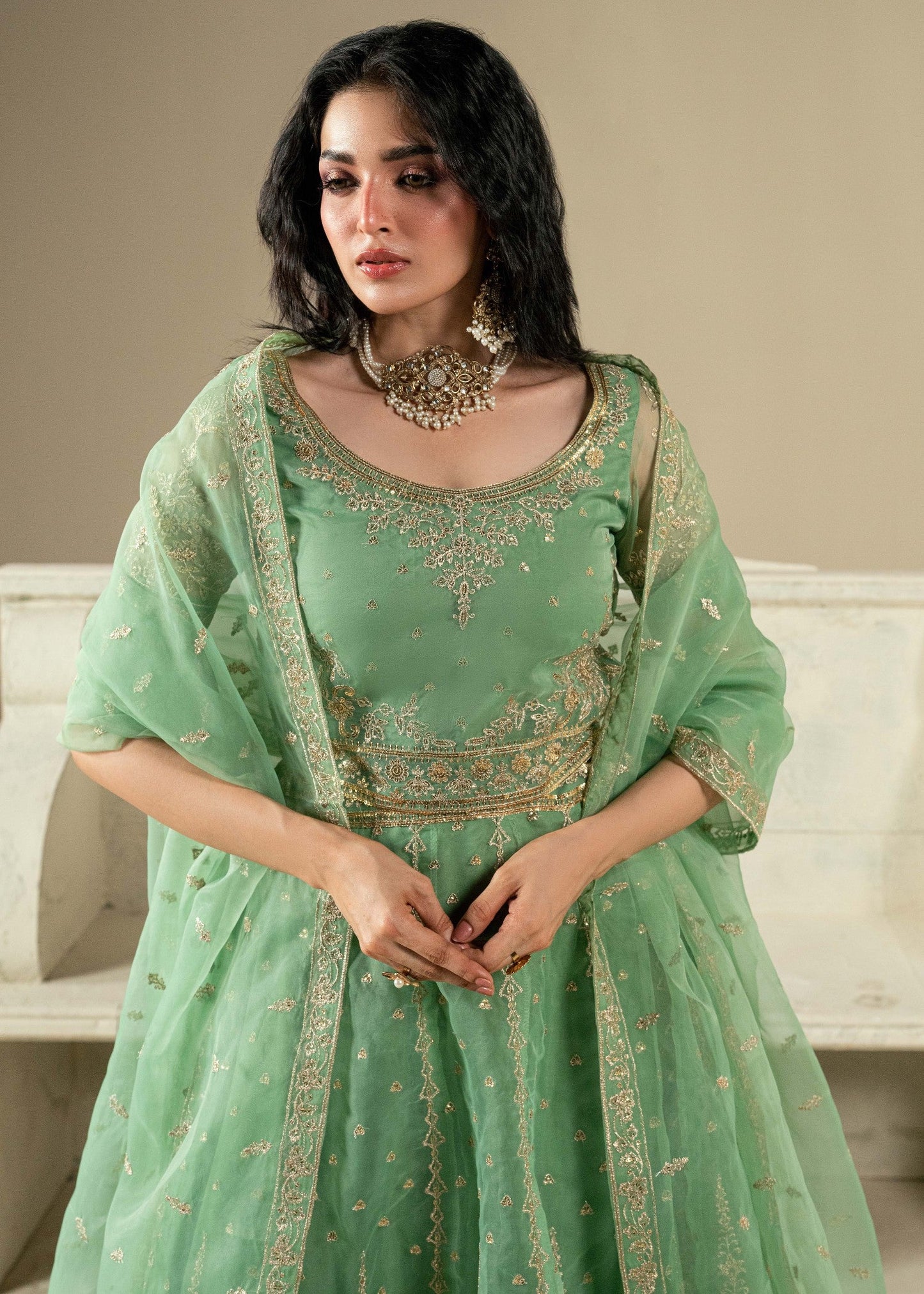 Pakistani Designer Sea Green Lehenga Suit Online in UK USA Canada
