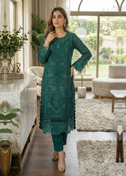Pakistani Designer Sea Green Organza Salwar Kameez Online in KSA Riyadh Saudi Arabia Oman Bahrain Qatar