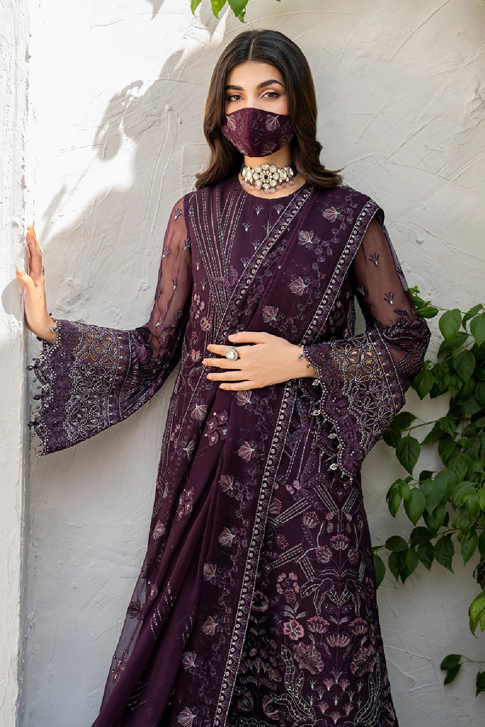 Pakistani Designer semi stitched Chiffon Salwar Kameez Online in KSA Riyadh Saudi Arabia Oman Bahrain Qatar