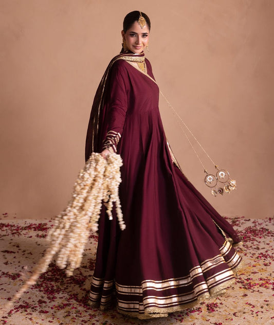 Pakistani Designer Silk Maxi Dress with Dupatta Online in KSA Riyadh Saudi Arabia Oman Bahrain Qatar