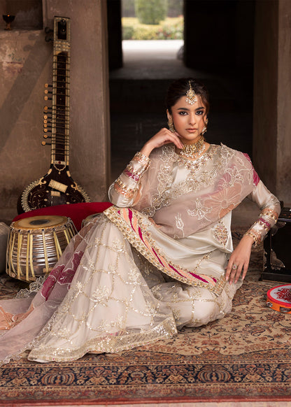 Pakistani Designer Silver Tissue Sharara Online in KSA Riyadh Saudi Arabia Oman Bahrain Qatar