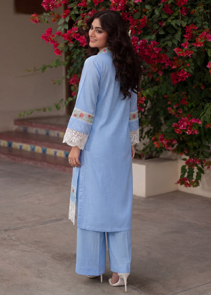 Pakistani Designer Sky Blue Lawn Suit Online in KSA Riyadh Saudi Arabia Oman Bahrain Qatar