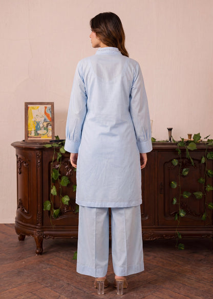 Pakistani Designer Sky Blue Lawn Suit Online in KSA Riyadh Saudi Arabia Oman Bahrain Qatar