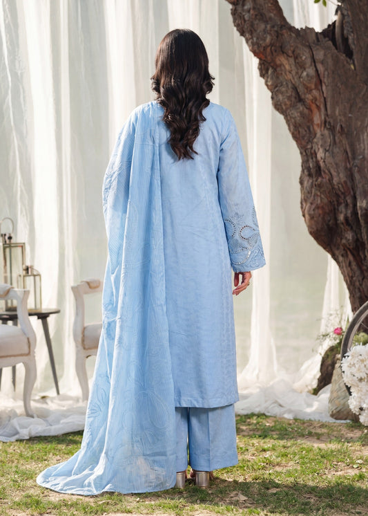 Pakistani Designer Sky Blue Lawn Suit Online in KSA Riyadh Saudi Arabia Oman Bahrain Qatar