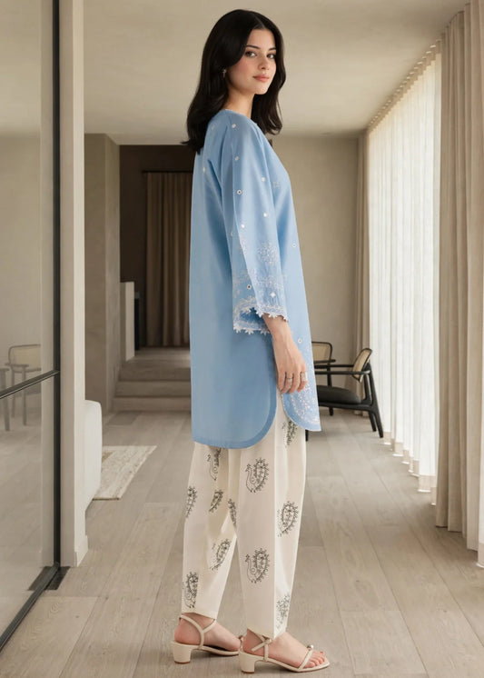 Pakistani Designer Sky Blue Lawn Suit Online in Sri Lanka India Australia