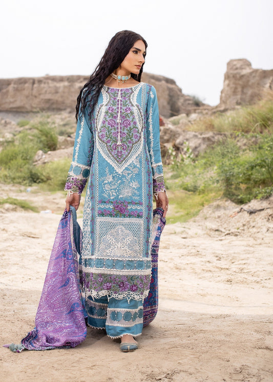 Pakistani Designer Sky Blue Raw Silk Kurta Pajama Online in UK USA Canada