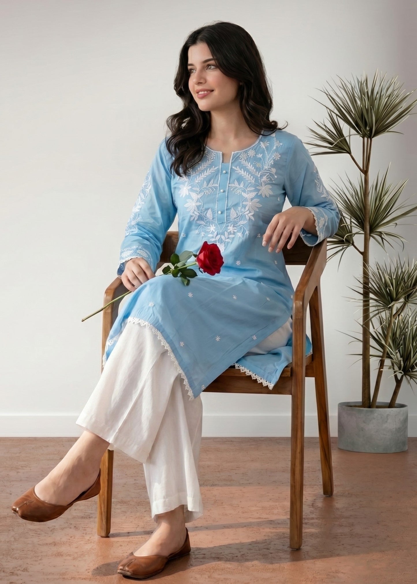 Pakistani Designer Sky Embroidered Cotton Suit Online in UK USA Canada