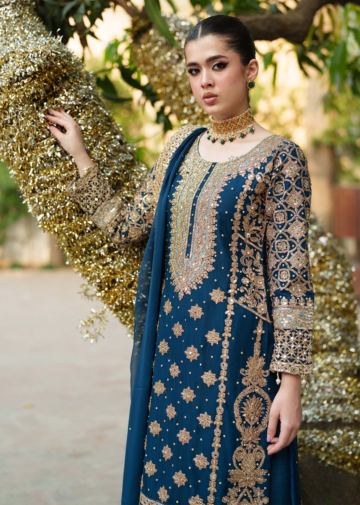 Pakistani Designer Teal Chiffon Salwar Kameez Online in KSA Riyadh Saudi Arabia Oman Bahrain Qatar