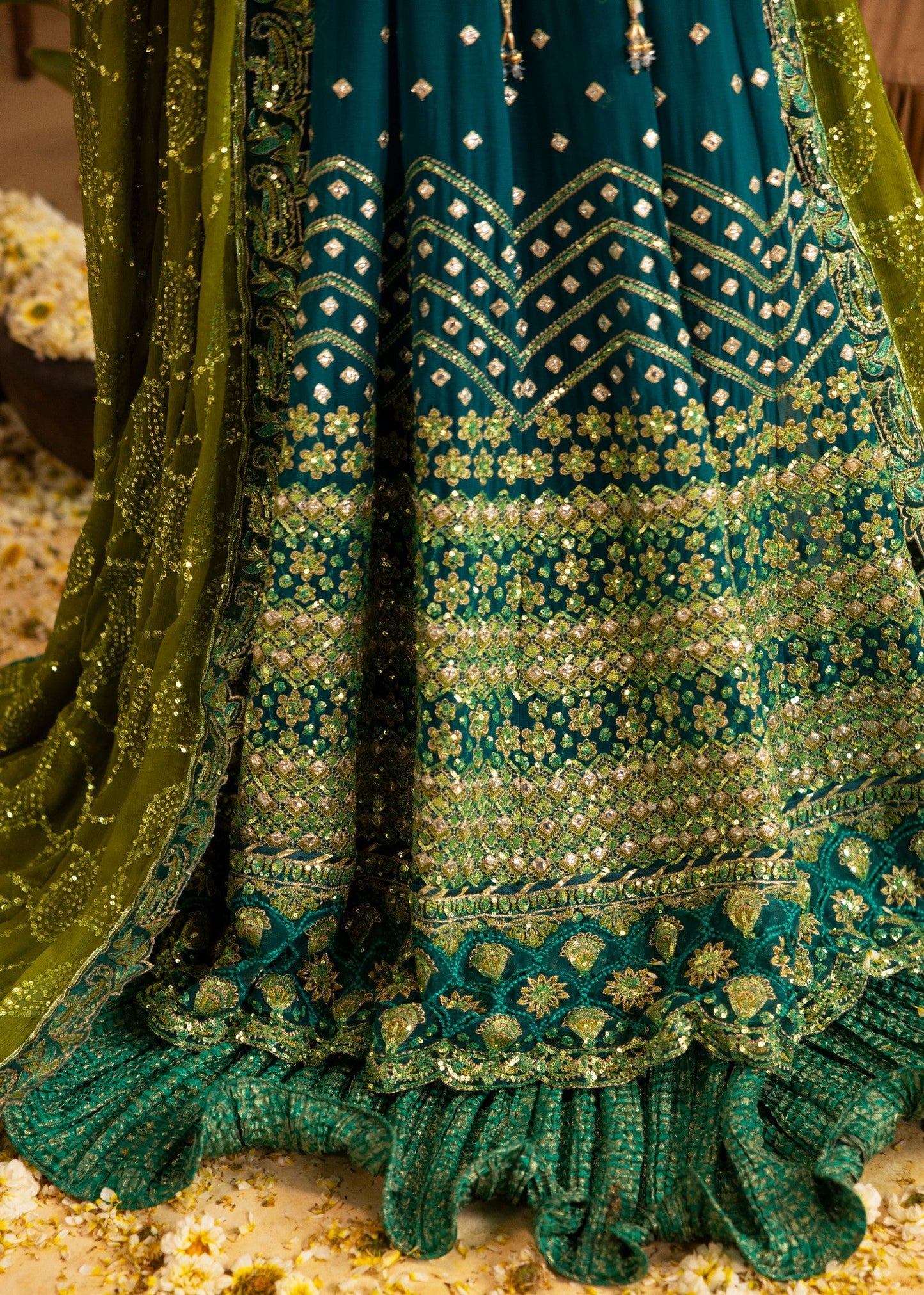 Pakistani Designer Teal Chiffon Salwar Kameez Online in KSA Riyadh Saudi Arabia Oman Bahrain Qatar
