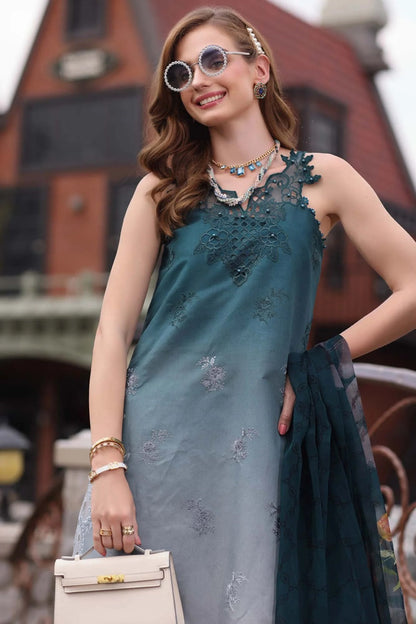 Pakistani Designer Teal Lawn Salwar Kameez Online in KSA Riyadh Saudi Arabia Oman Bahrain Qatar