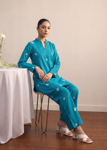 Pakistani Designer Teal Lawn Shalwar Kameez Online in KSA Riyadh Saudi Arabia Oman Bahrain Qatar