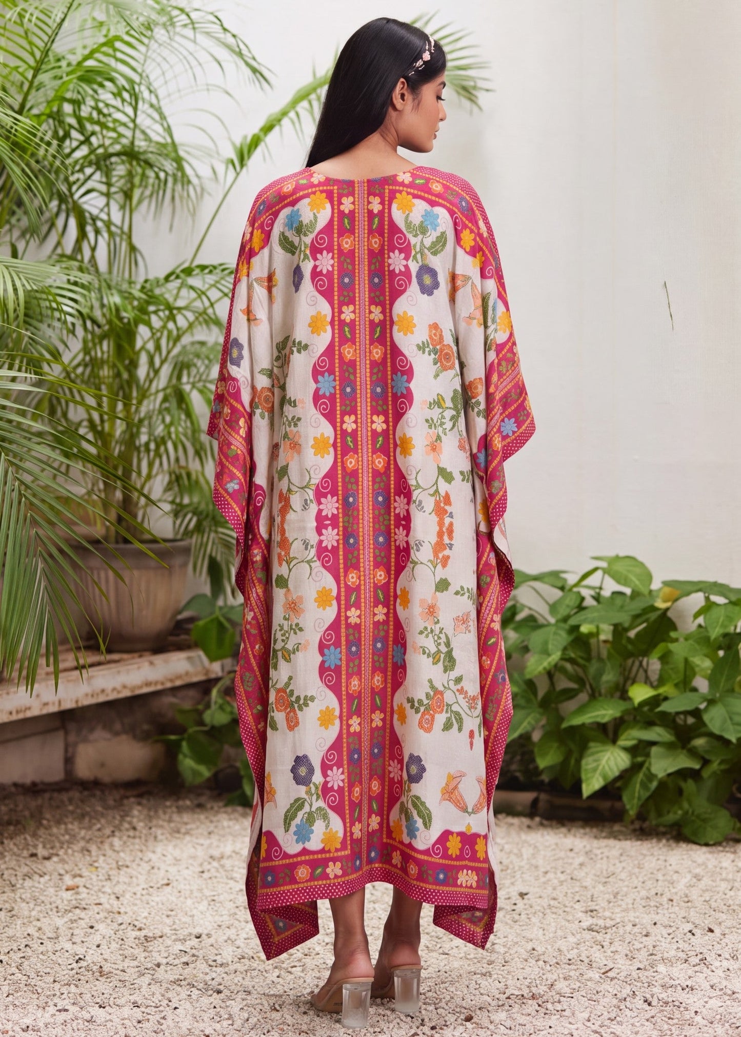 Pakistani Designer Textured Lawn Kaftan Dress Online in KSA Riyadh Saudi Arabia Oman Bahrain Qatar